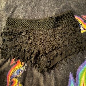 Black lace shorts